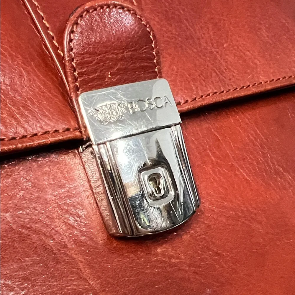 * Bosca Old Leather Flap Envelope shoulder Brief Cognac Leather